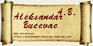 Aleksandar Bučevac vizit kartica
